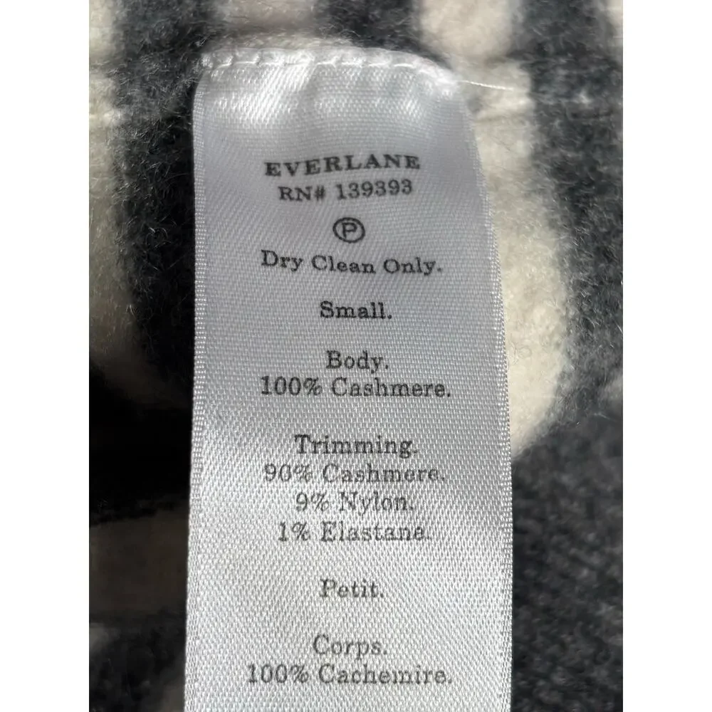 Everlane Striped Cashmere Mock Neck Sweater Gray White Small Cropped Knit